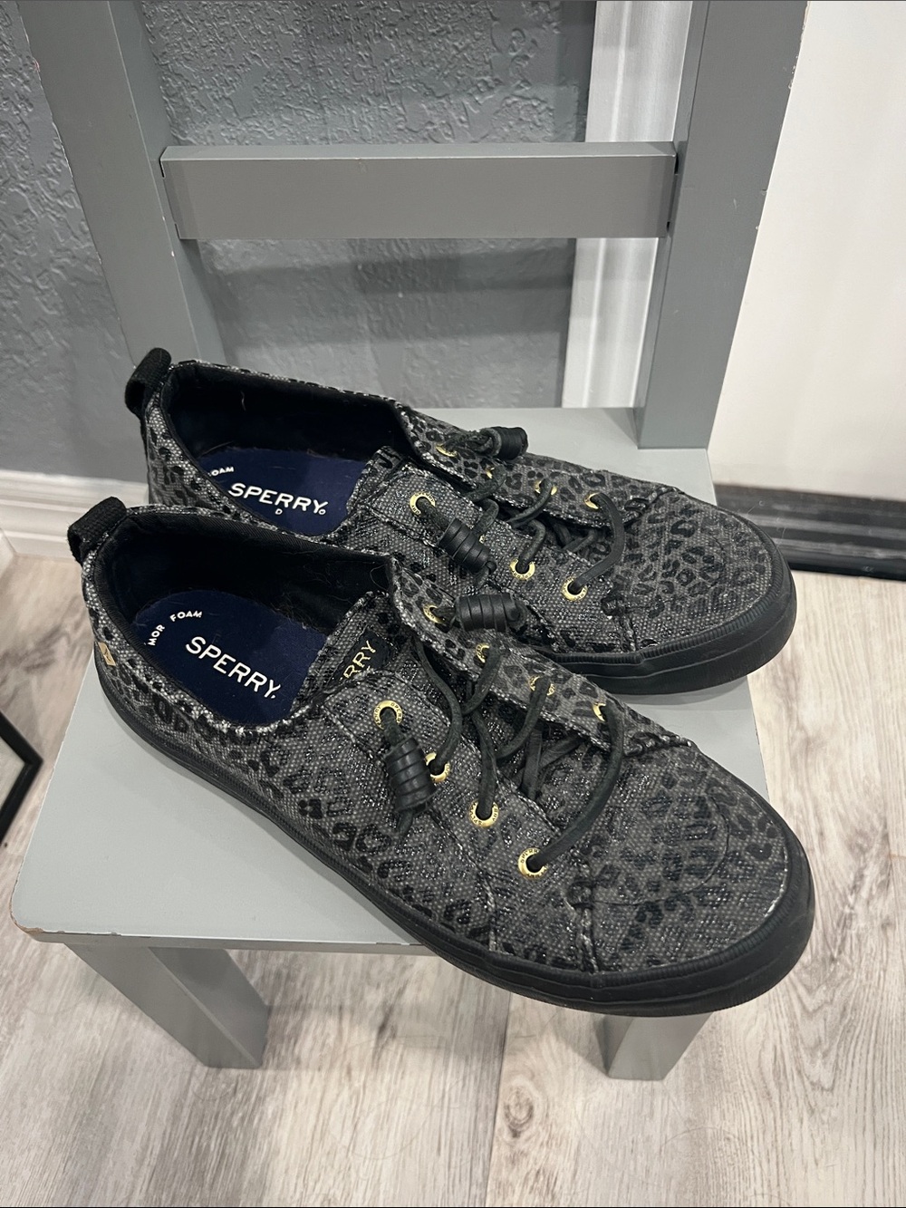 Sperry Black leopard sneakers